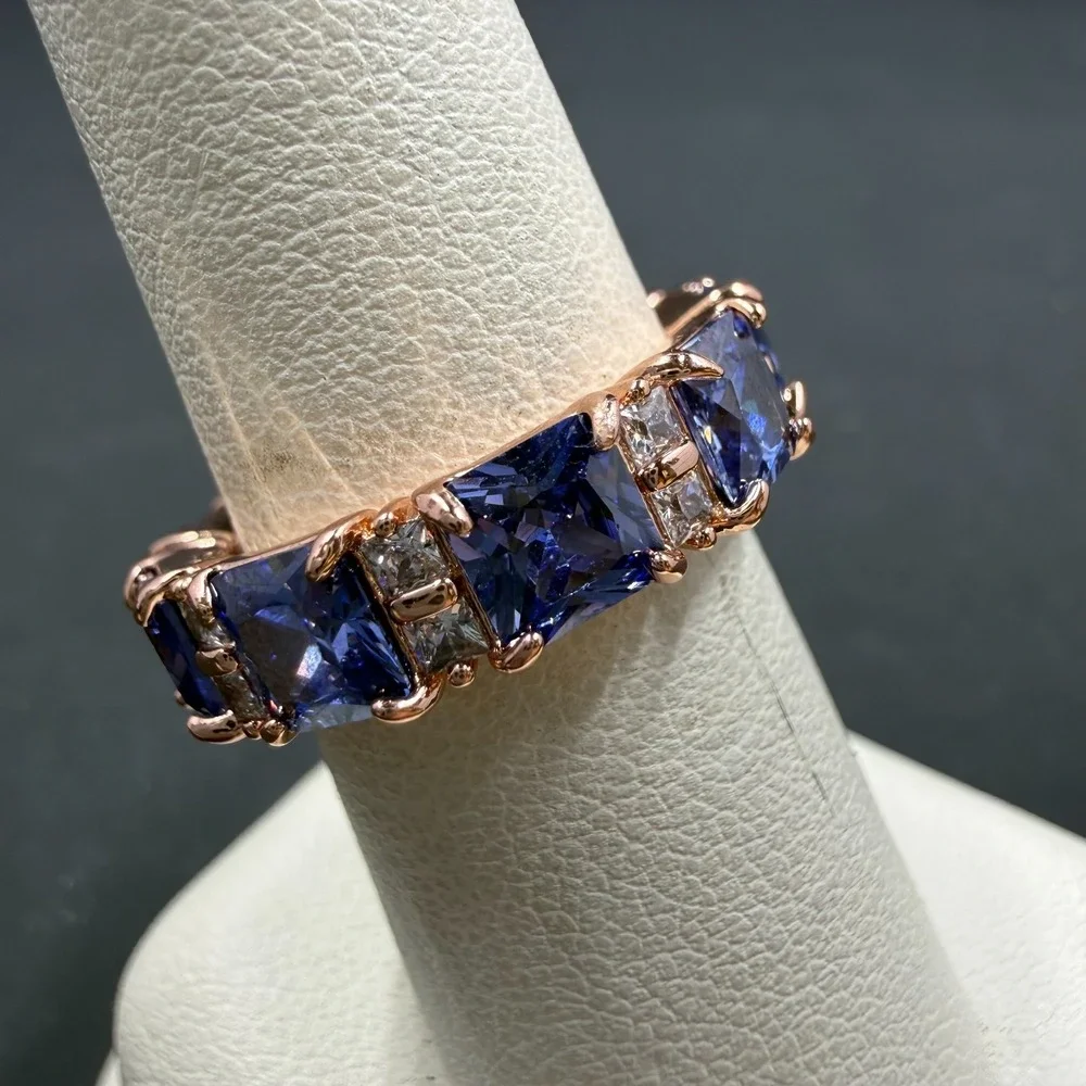 Bomb Party Uptown Glamour Sz 6 Ring Sapphire CZ RBP6632 Rose Gold Plated